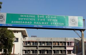 Here, you can see Gujarati, Hindi, and English (from top to bottom) written on this sign in Ahmedabad.  
